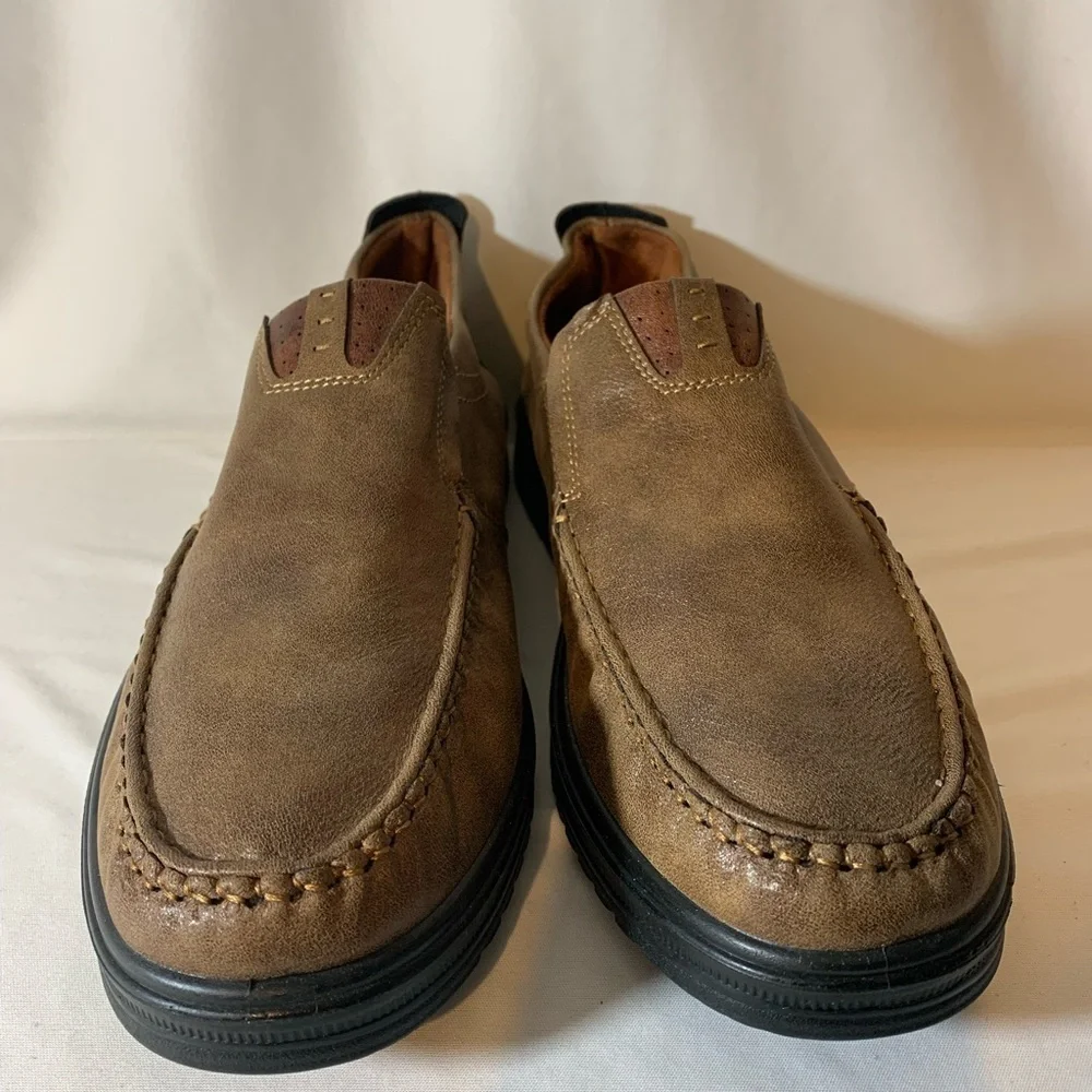 Spoxt Men’s Brown Leather  Slip on Shoes Loafers sz 11